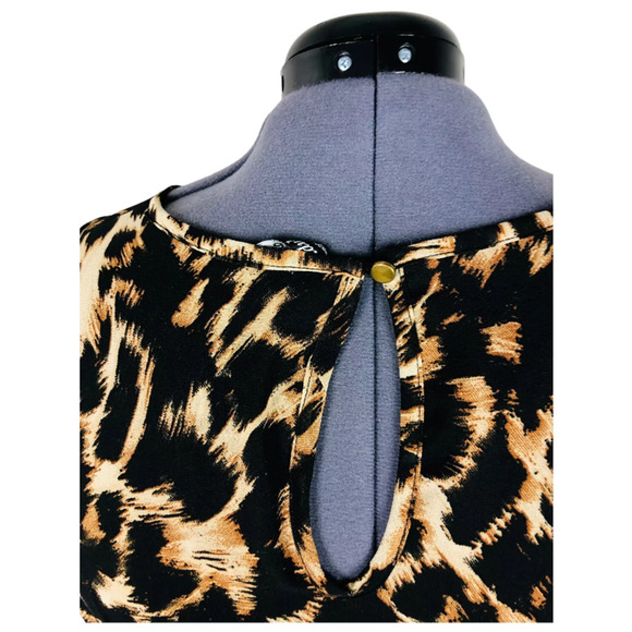 Indulge Womens Sleeveless Long Chiffon Maxi Dress Black Brown Animal Print 2X - Picture 7 of 9